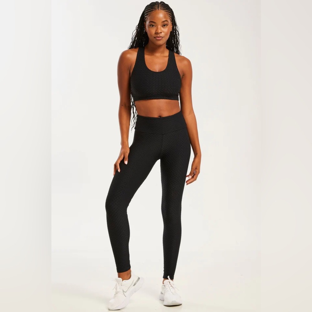 Booty by Brabants CROCO SKIN LEGGINGS and SCOOP BRA in BLACK